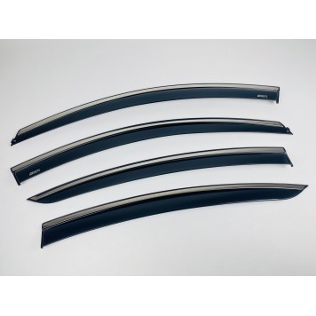 Дефлектори вікон Opel Insignia 2009-2017 HB/Sedan (на скотче) з нерж. хром полоскою-1